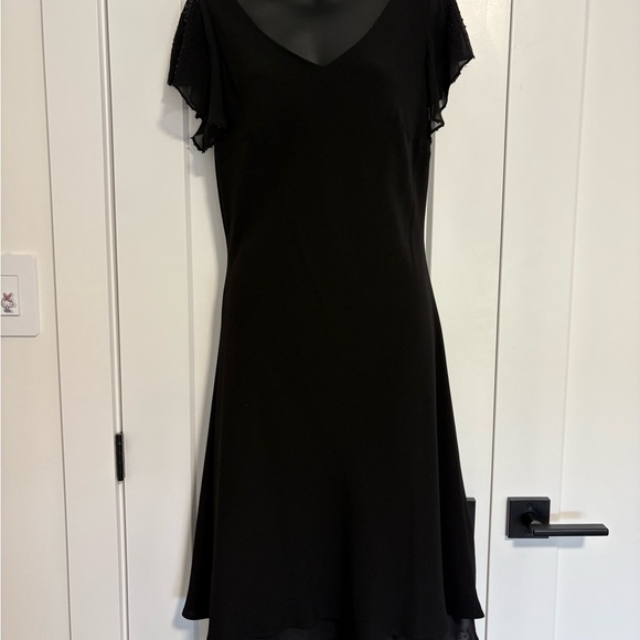 Vintage Jessica Black Cocktail Midi Beaded Dress Size 12 - Picture 2 of 14